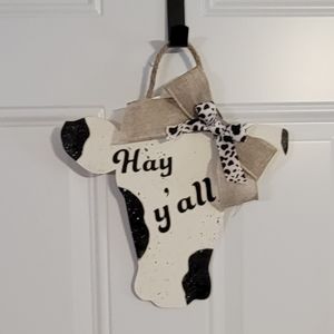 Reborn Creations Door Hanger Cow Print - Hay Yall